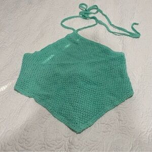 Crochet Top Backless Diamond Halter Top